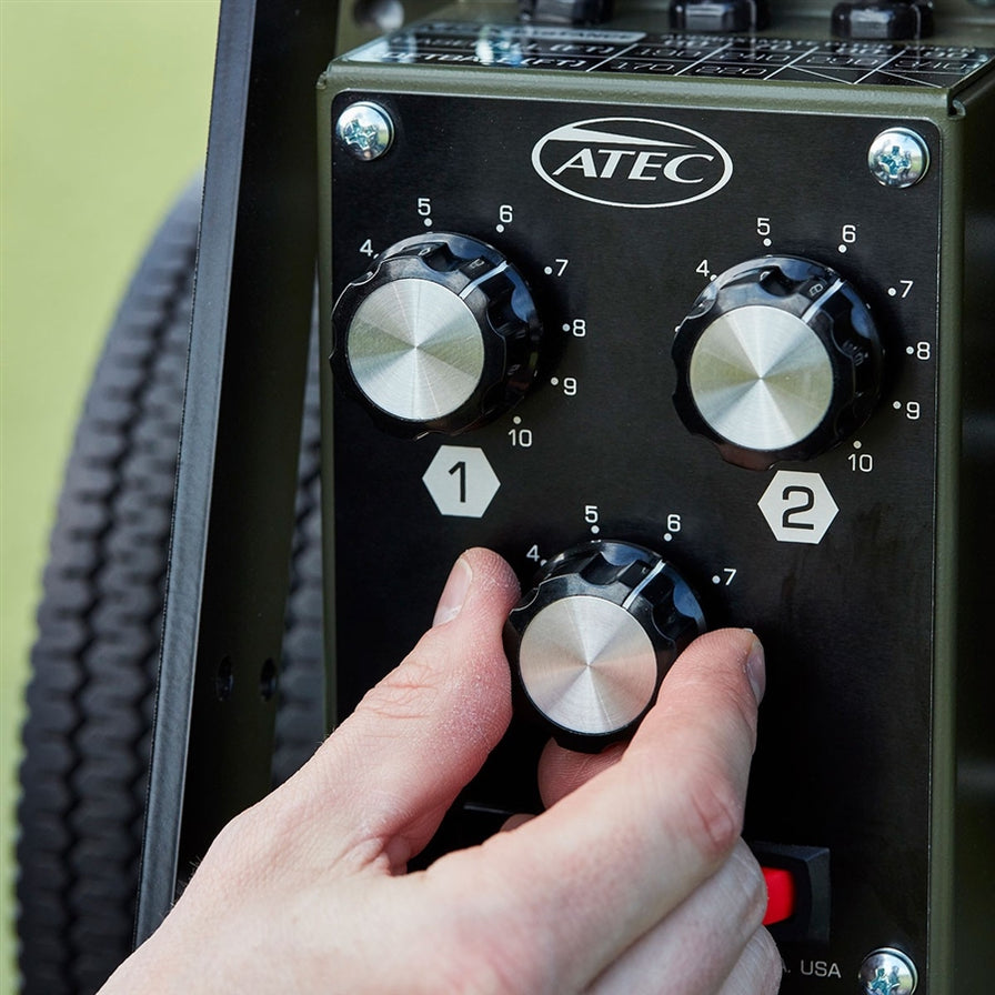 Atec Baseball Machine ATEC M3X 2.0 3-Wheel Baseball Pitching Machine on Tripod | HittingWorld.com