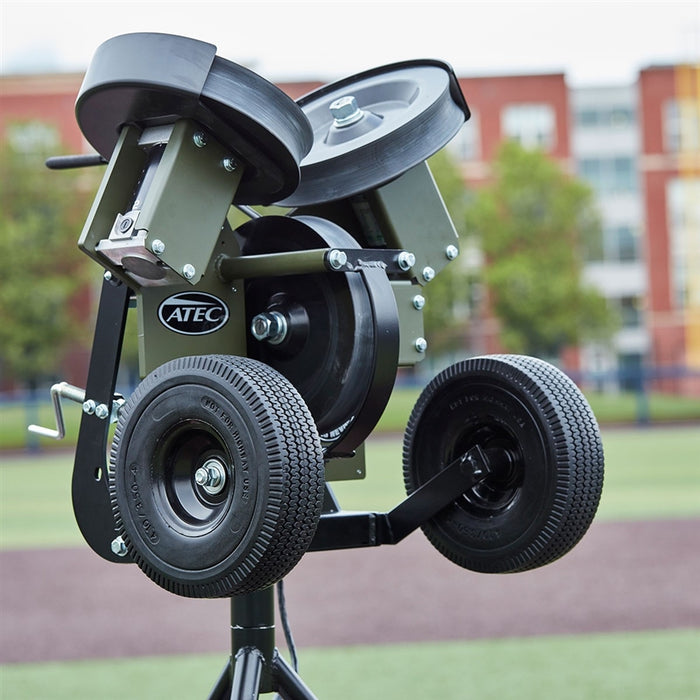 Atec Baseball Machine ATEC M3X 2.0 3-Wheel Baseball Pitching Machine on Tripod | HittingWorld.com