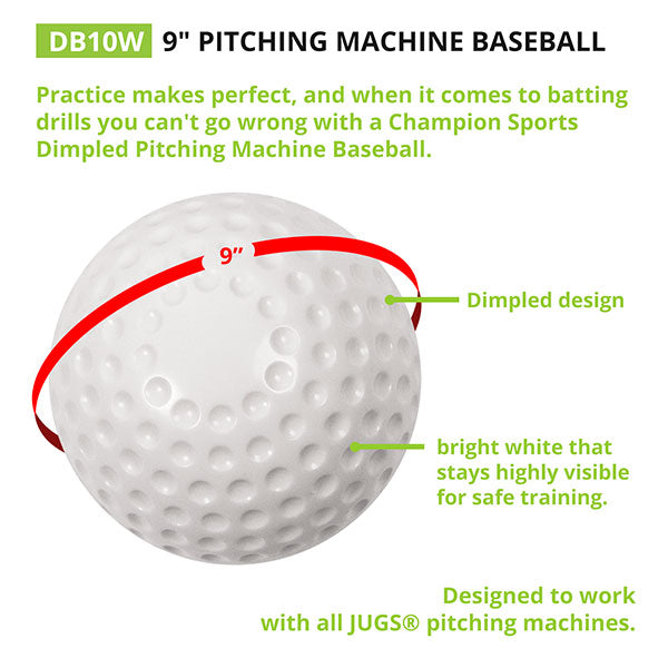 Champion White Dimpled Pitching Machine Balls - Dozen